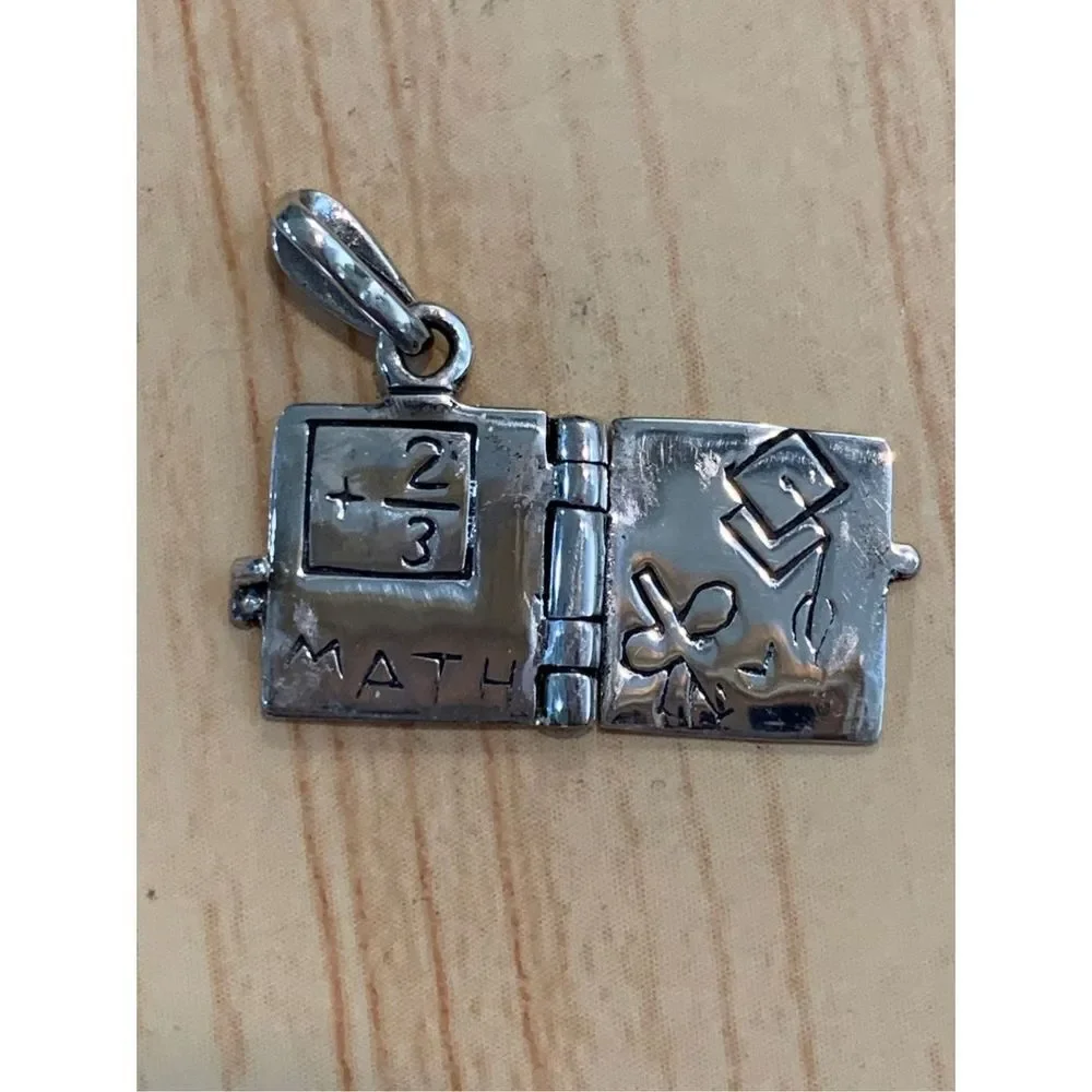 .925 Vintage Teacher Book Sterling Silver Jewelry Charm